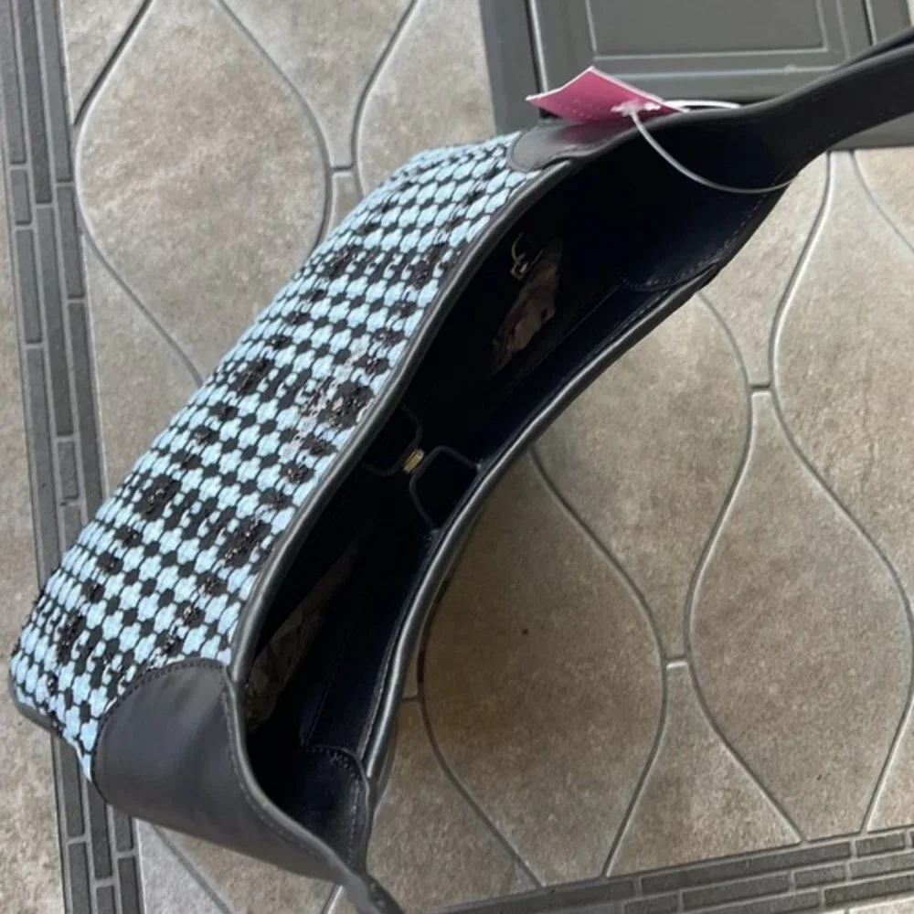 Kate Spade Crossbody Tweed Fabric Blue Multi
